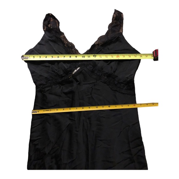 SOLD Abercrombie and Fitch black silk Satin Slip lace trim maxi Dress size large - Picture 10 of 10